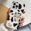 İnek Deseni Üzerine İnek Tasarımlı Silikon Telefon Kılıfı