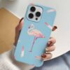 Flamingo Ve Tüyler Tasarımlı Silikon Telefon Kılıfı