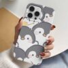 Tatlı Penguen Sürüsü Tasarımlı Silikon Telefon Kılıfı