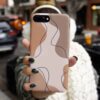Benekli Çizgi Kahverengi Baskılı Silikon Telefon Kılıfı