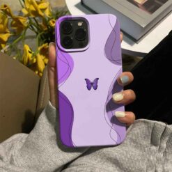 Mor Desenler Minimal Mor Kelebek Baskılı Silikon Telefon Kılıfı