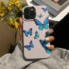 Mavi Lacivert Karışık Kelebekler Baskılı Silikon Telefon Kılıfı