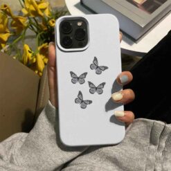4 lü Minimal Uçuşan Kelebekler Baskılı Silikon Telefon Kılıfı