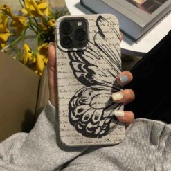 Yarım Kelebek Kanadı Defter Arka Planlı Baskılı Silikon Telefon Kılıfı