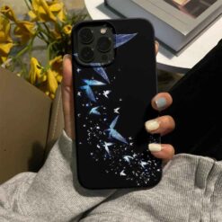 Uçuşan Kristal Mavi Kelebekler Baskılı Silikon Telefon Kılıfı