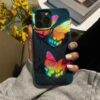 Renkli Kelebekler Ve Sarmaşık Baskılı Silikon Telefon Kılıfı