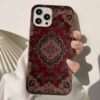 Bordo İran Halısı Tasarımlı Silikon Telefon Kılıfı