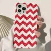 Kırmızı Simli Zikzak Çizgiler Silikon Telefon Kılıfı