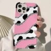Pembe Simli İnek Deseni Tasarımlı Silikon Telefon Kılıfı