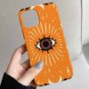 Turuncu Şans Gözü Tasarımlı Silikon Telefon Kılıfı