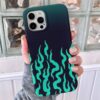 Fosforlu Yeşil Tutuşan Alevler Tasarımlı Silikon Telefon Kılıfı