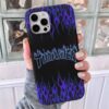 Thrasher Mor Mavi Alevler Tasarımlı Silikon Telefon Kılıfı