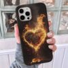 Alevli Kalp Tasarımlı Silikon Telefon Kılıfı