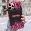 Thrasher Pembe Sarı Alev Tasarımlı Silikon Telefon Kılıfı