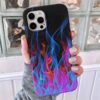 Renkli Tutuşan Alev Tasarımlı Silikon Telefon Kılıfı