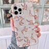 Krem Arka Planlı Toz Pembe Alevler Tasarımlı Silikon Telefon Kılıfı