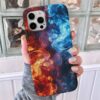 Ateş Ve Su Tasarımlı Silikon Telefon Kılıfı
