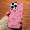 Saklanan Pembe Kalpler Tasarımlı Silikon Telefon Kılıfı
