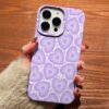 Lila Minik Kalp Retrosu Tasarımlı Silikon Telefon Kılıfı