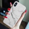 Beyaz Gri Geçişli Mermer Baskılı Silikon Telefon Kılıfı
