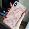 Kırmızı Geçişli Mermer Baskılı Silikon Telefon Kılıfı