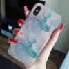 Mavi Ve Tonları Pembe Geçişli Yaldızlı Mermer Baskılı  Silikon Telefon Kılıfı