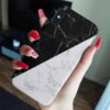 Yarı Siyah Yarı Beyaz Mermer Baskılı  Silikon Telefon Kılıfı