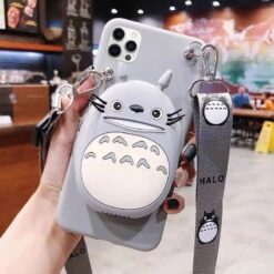 Totora Cüzdanlı Ve Askılı Gri Silikon Telefon Kılıfı