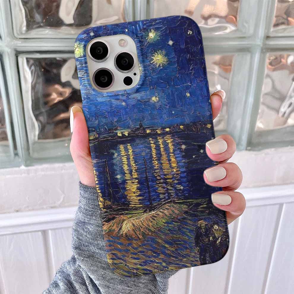 Yıldızlı Gecelerde Rhone Nehri Baskılı Silikon Telefon Kılıfı