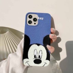 Mickey Mouse Yağlı Boya Tasarımlı Mavi Renkli Silikon Telefon Kılıfı