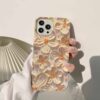 Turuncu Çiçekler Krem Renkli Silikon Telefon Kılıfı