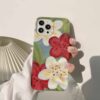 Kırmızı Beyaz Orkide Yeşil Yapraklı  Baskılı Renkli Silikon Telefon Kılıf