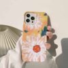 Turuncu Papatya Baskılı Renkli Silikon Telefon Kılıfı