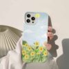 Sarı Papatyalar Ve Gün Işıgı Baskılı Renkli Silikon Telefon Kılıfı