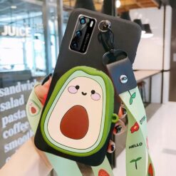 Avakado Cüzdanlı Ve Askılı Siyah Silikon Telefon Kılıfı