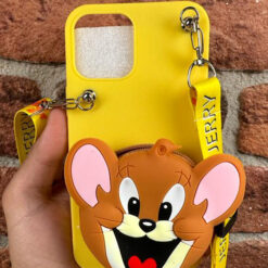 Tom Cüzdanlı Ve Askılı Sarı Silikon Telefon Kılıfı