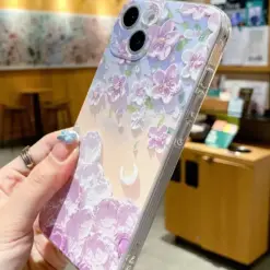 Alternative view of Lila Çiçek Şöleni Baskılı Silikon Telefon Kılıfı