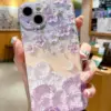 Lila Çiçek Şöleni Baskılı Silikon Telefon Kılıfı