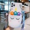 Unıcorn Cüzdanlı Ve Askılı Beyaz Silikon Telefon Kılıfı