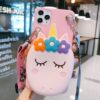 Unıcorn Cüzdanlı Ve Askılı Pembe Silikon Telefon Kılıfı