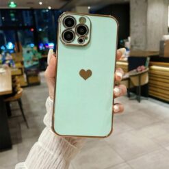 Kalp Desenli Parlak Silikon Telefon Kılıfı