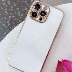Kalp Desenli Parlak Silikon Telefon Kılıfı