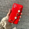 Kırmızı Renkli Bilek Geçmeli Zincirli Silikon Telefon Kılıfı