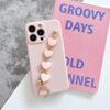 Açık Pembe Renkli Bilek Geçmeli Zincirli Silikon Telefon Kılıfı