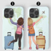 Çift Best Friend Travel Tasarımlı Silikon Telefon Kılıfı