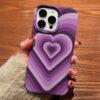 Mor Tonları Retro Kalpler Tasarımlı Silikon Telefon Kılıfı