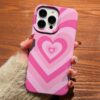 Pembe Tonları Retro Kalpler Tasarımlı Silikon Telefon Kılıfı
