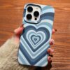 Soluk Mavi Tonları Retro Kalpler Tasarımlı Silikon Telefon Kılıfı