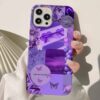 Purple Kelebekler Kolaj Tasarımlı Silikon Telefon Kılıfı