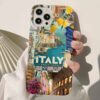 İtaly Kolaj Tasarımlı Silikon Telefon Kılıfı